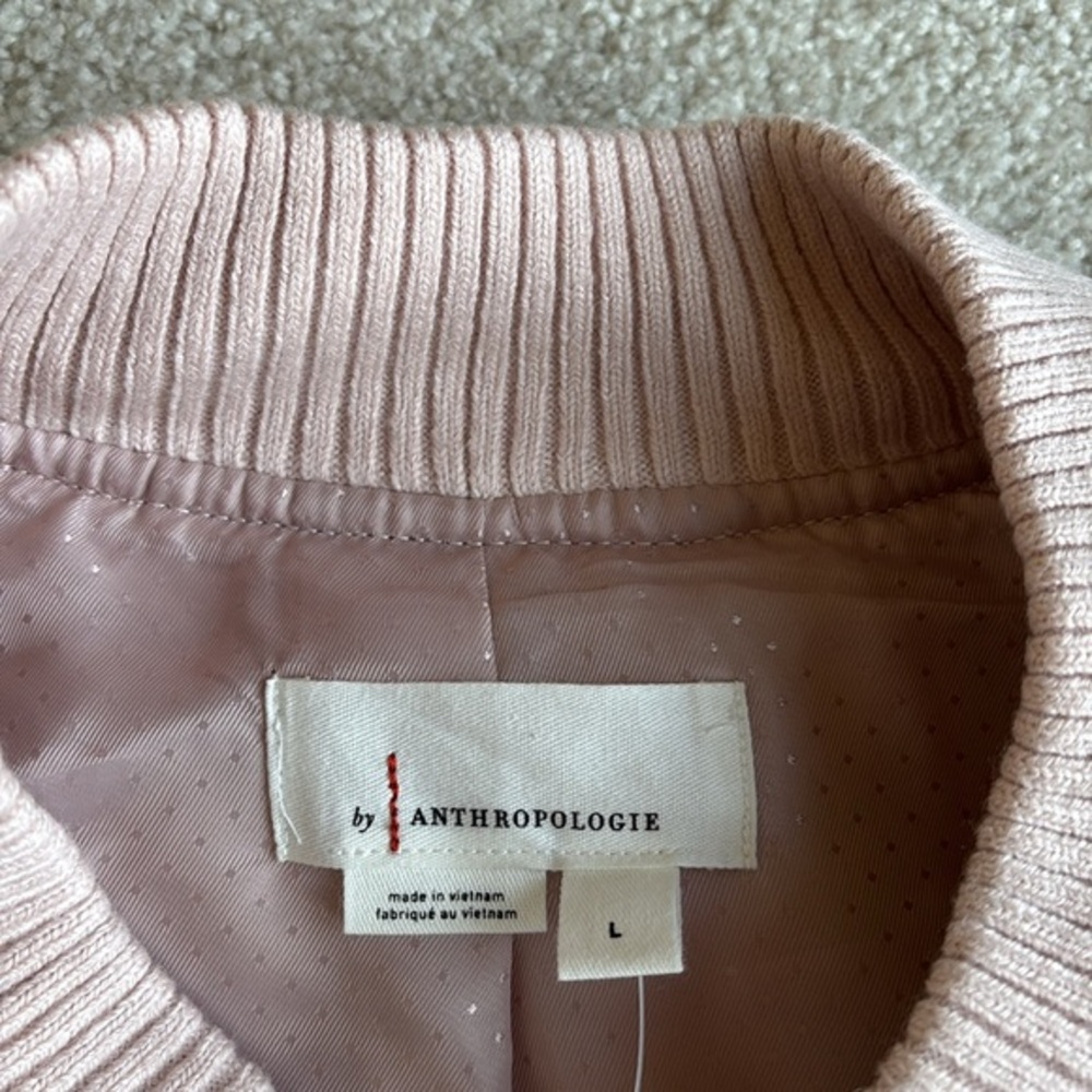 Anthropologie Pink Rose Sherpa Fleece Full Zip Lined Jacket Women Size Large - Picture 3 of 15